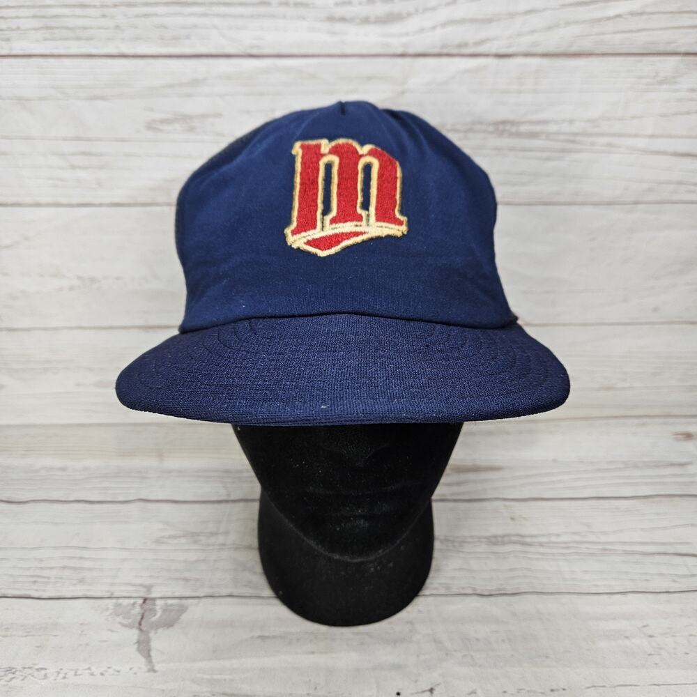 Vintage Minnesota Twins Hat Snapback MLB Baseball AJD Blue Mesh Cap Made In USA